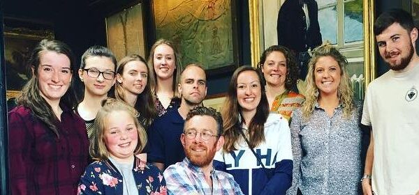 Young MacLeods in 2018, in the North Room Group at Dunvegan Castle, with Parliament Coordinator Rory and his daughter, Esme